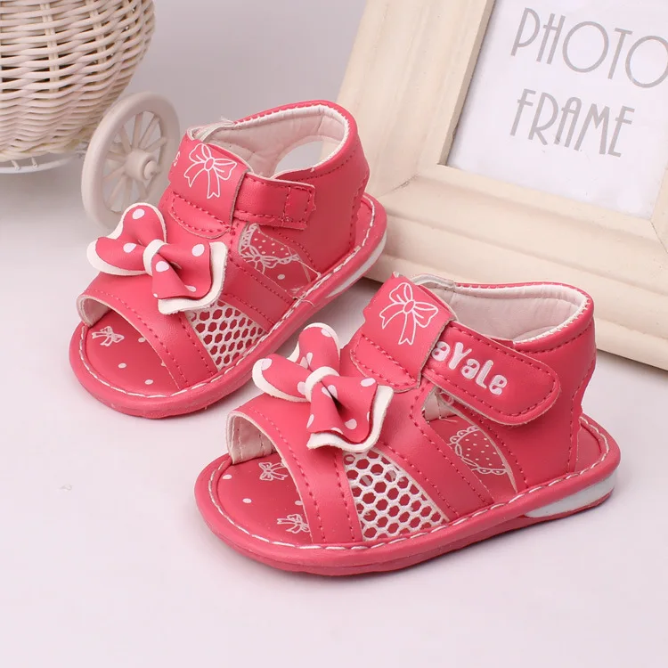 Г. Новые Мультяшные бант для маленьких девочек сандалии Летняя обувь для новорожденных от 0 до 12 месяцев модная детская нескользящая обувь принцессы - Цвет: 3