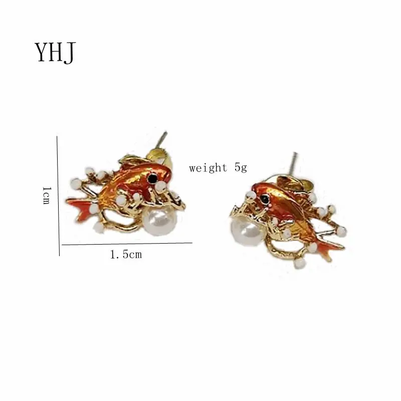 Ручной дизайн морская Золотая рыбка коралловые серьги