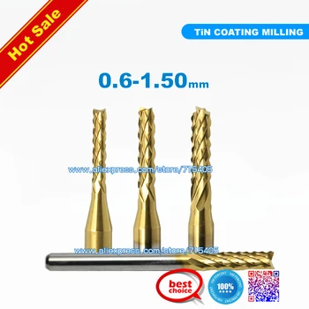 

10pcs/set 0.6-1.5mm Titanium coating PCB cutters engraving cnc router bits