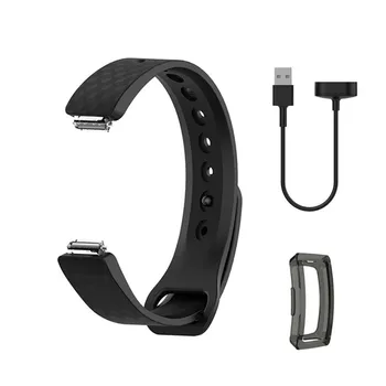 

Anti-sweat Silicone Wavy Watch Band For Fitbit Inspire HR Smart Watch USB Charger Adapter TPU Screen Protection Slim Frame