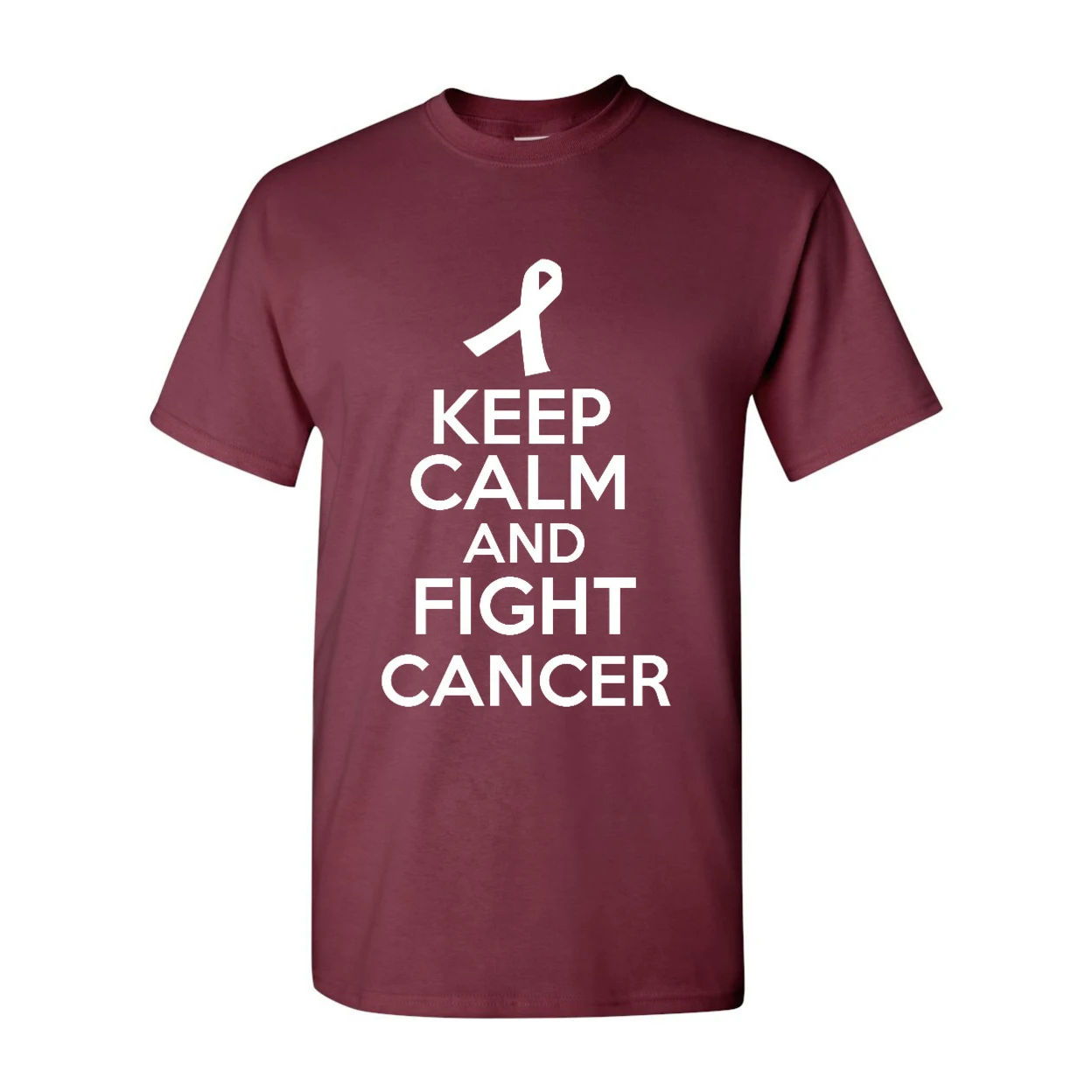 Keep Calm And Fight Cancer Disease Novelty Statement Graphics Adult T-Shirt Tee (1)