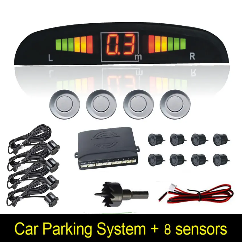 Parktronic Parking 8 Sensors Reverse Parking Sensor Car Sensor Kit 4 Probes 8