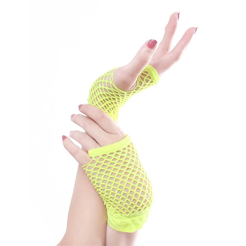 Punk Goth Lady Disco Dance Costume Lace Fingerless Mesh Fishnet Gloves z2019 Punk Goth Lady Disco Dance Costume Lace Fingerless Mesh Fishnet Gloves z2019