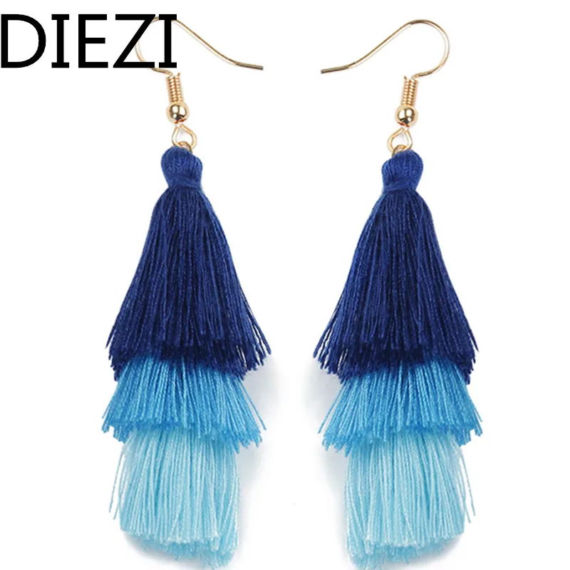 DIEZI New Brand 8 Colors Bohemia Fringed Earrings Big Boho Long Tassel Stud Statement For Women Earring | Украшения и аксессуары