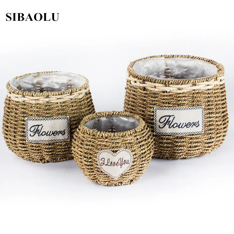 Artificial Silk Flower Basket Vase Home Office Decoration Pastroal