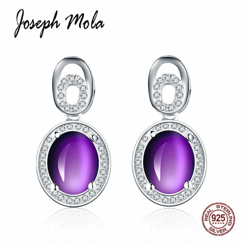 

Joseph Mola 925 Sterling Silver Romantic Amethyst Drop Earrings for Women Party Birthday Gift Wedding Engagement Fine Jewelry
