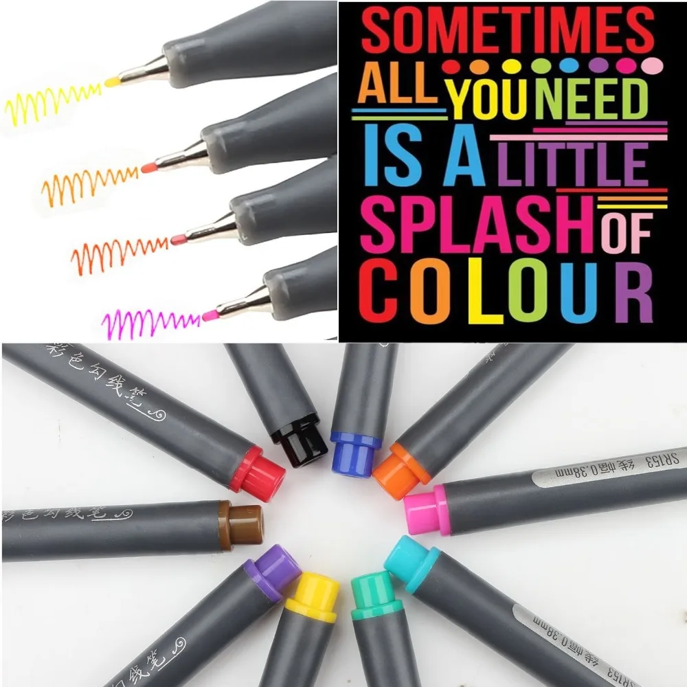 10 цветов/набор 0,38 мм тонкий лайнер цветной маркер акварельные ручки на основе маркеров для манги аниме эскиз ручка для рисования