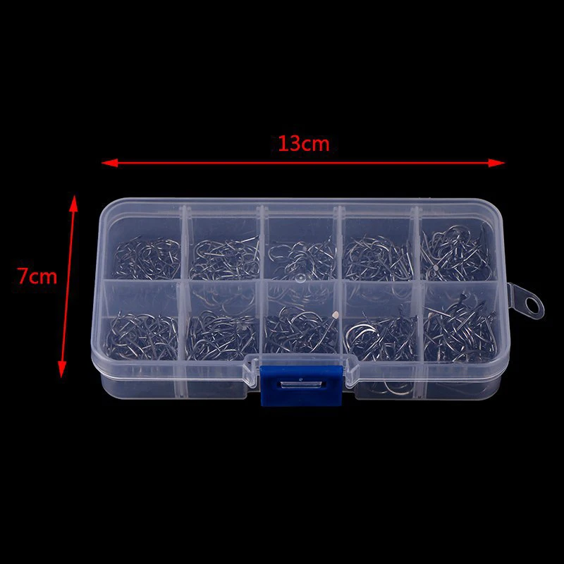 10 Different Sizes Fishing Hooks Circle Fishhook With box Bait holder Tool Accessories 500pcs Useful