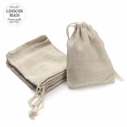 Set of 10 Rustic Jute Drawstring Gift Bags - Assorted Sizes for Weddings, Birthdays, and Jewelry Storage (8X10cm)