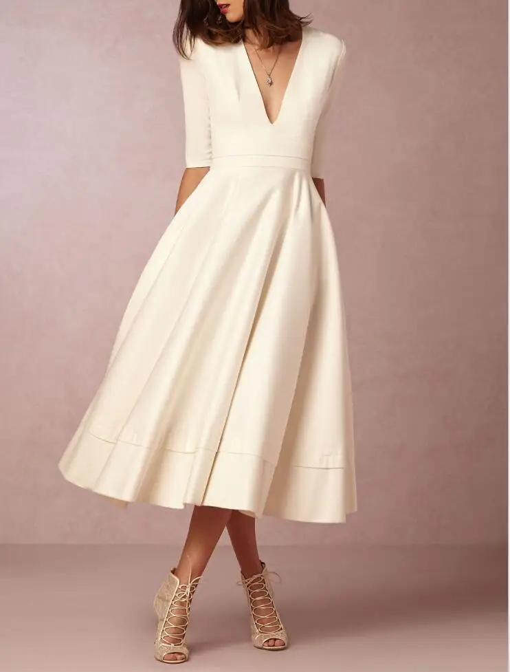 

Vintage Autumn Summer Dress Women 2018 Plus Size Elegant Ball Gown Dress Female Sexy V Neck Long Dress Casual 11colors 3XL