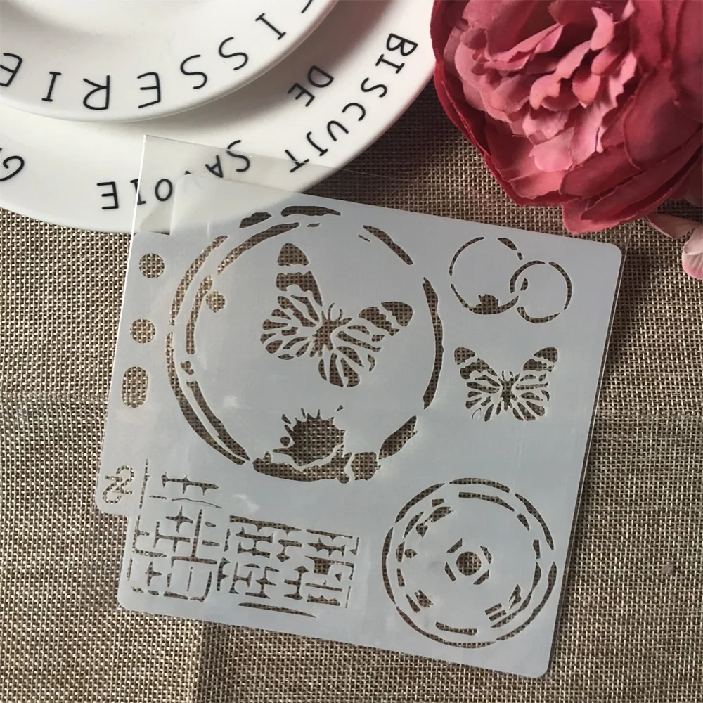 

1Pcs 13cm 5.1" Butterfly Circle DIY Layering Stencils Wall Painting Scrapbook Coloring Embossing Album Decorative Paper Template
