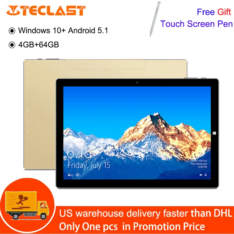 

Teclast Tbook 10S Tablet With Stylus 10.1 Inch Windows 10 Android 5.1 4GB 64GB Intel Cherry Trail X5-Z8350 Quad Core 1.44GHz PC