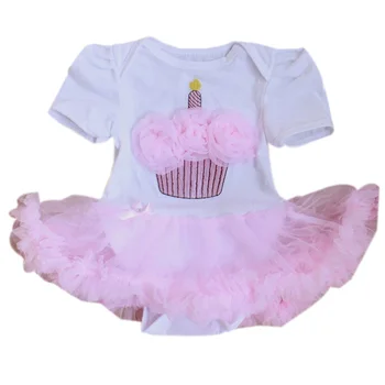 

1PC White Bowtie Birthday Party Pink Ruffle Trim Baby Girls Dress Tutu for 0-12months Free Shipping