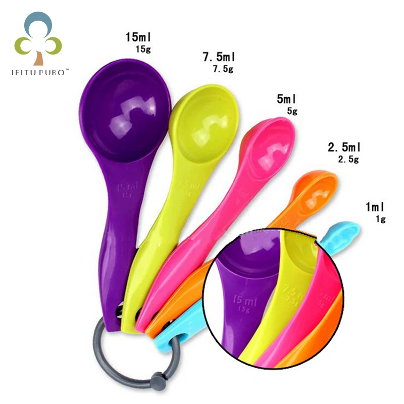 5 pcs/set Measuring Spoons Colorful Plastic Measure Spoon Sugar Cake