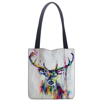 

New deer printed canvas tote bag convenient shopping bag woman bag student bag Custom your image