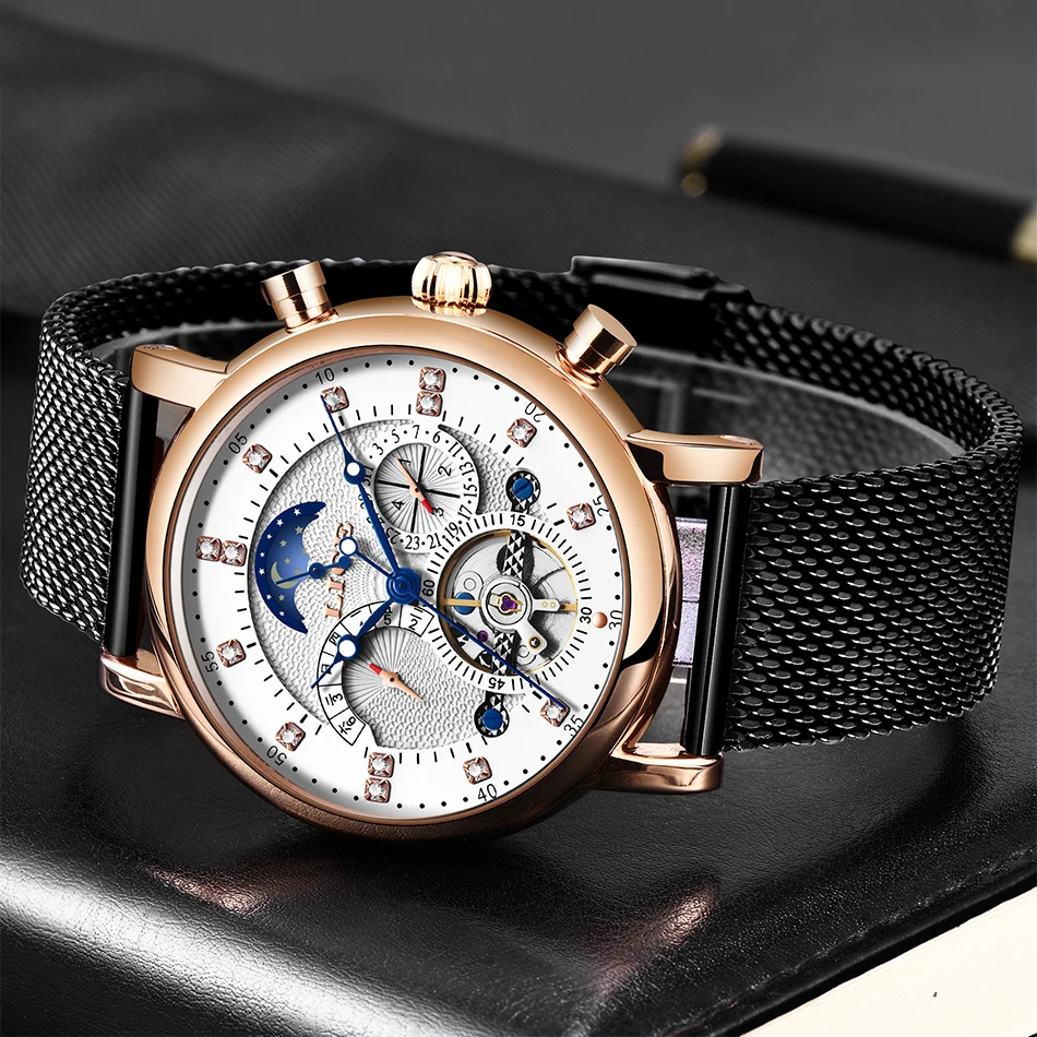 Подарок LIGE Мужские часы механические Tourbillon Роскошные модные брендовые кожаные мужские спортивные часы мужские автоматические часы Relogio Masculino