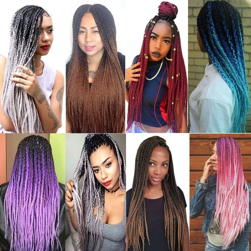 24inch Long Synthetic Jumbo Braids Ombre Braiding Hair Crochet Braid 100g/Pack Black Pink Blue Grey Hair Extensions