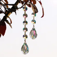 H& D 5 шт. подвесной хрустальный светильник Призма части кулон 38 мм Loquat форма с восьмиугольной бусинкой 7-дюймовая длина