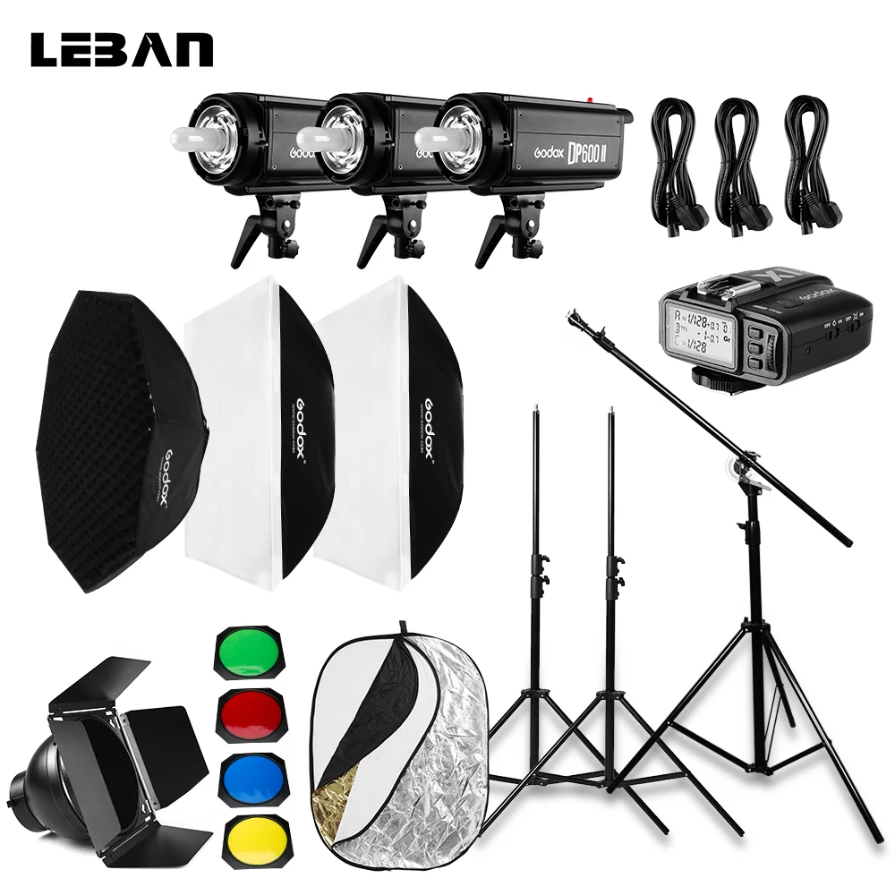 Godox 1800 Вт 3x DP600II 600 GN80 мощный комплект для вспышки с световой подставкой софтбоксом