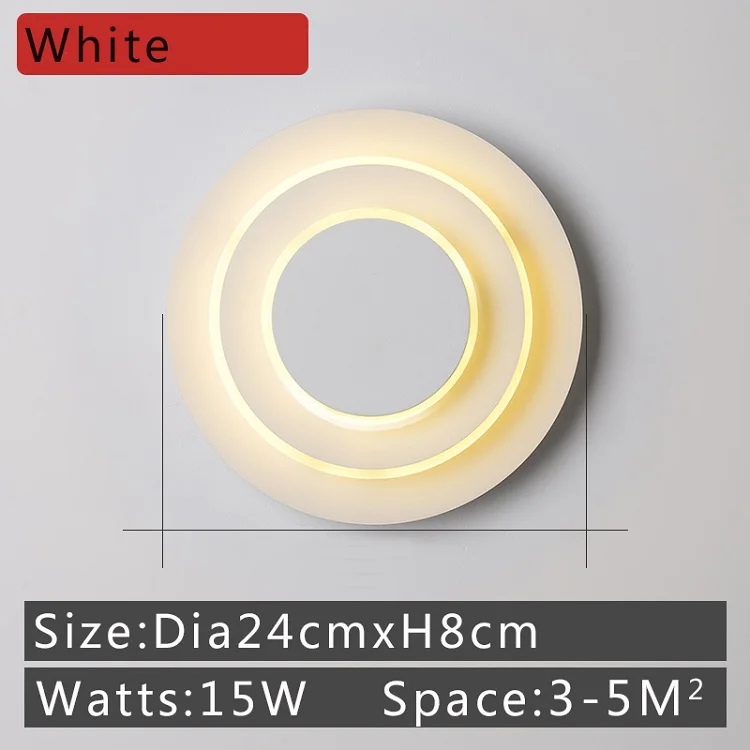 Светодиодный настенный светильник в скандинавском стиле, светодиодный настенный светильник для спальни, настенный светильник для гостиной, домашние лампы, теплый белый светильник, холодный белый светильник - Цвет абажура: White Dia24cm