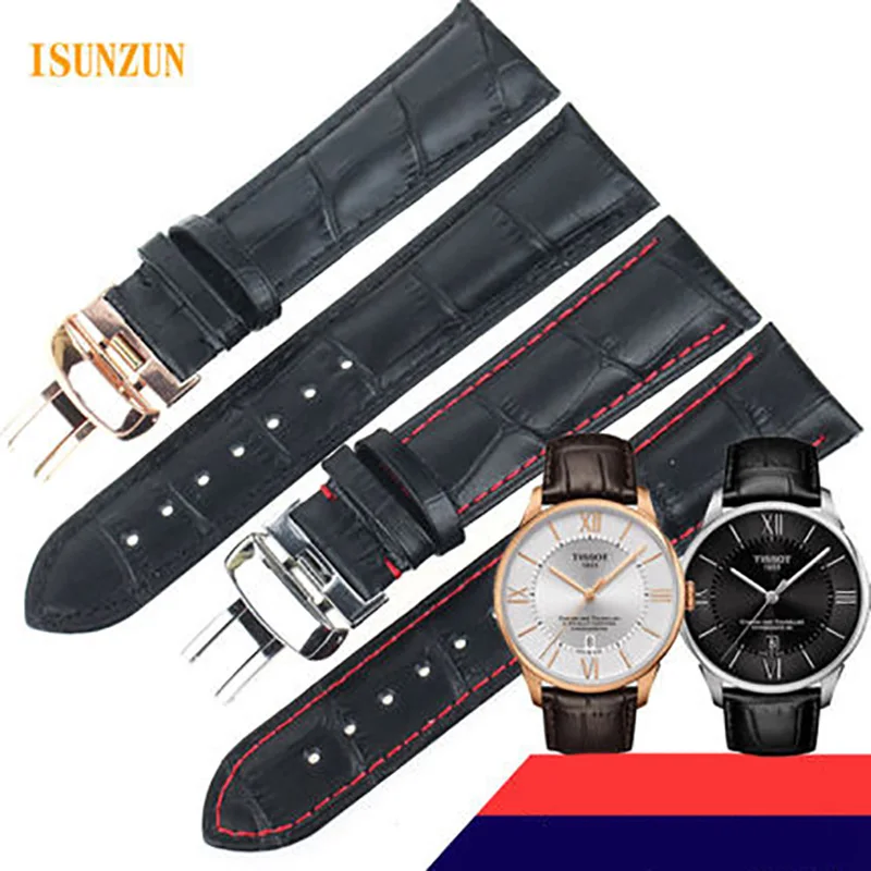 

ISUNZUN Watchband For Tissot T099 Men's Watch Band Genuine Leather Watch Strap 21mm For T099.407A Watchband For T099