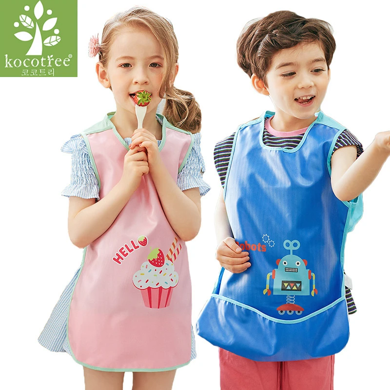 

Kocotree brand Creative Children Cute Robot Pattern Working Apron Zakka Kitchen Cooking Baking Painting Apron With Pocket