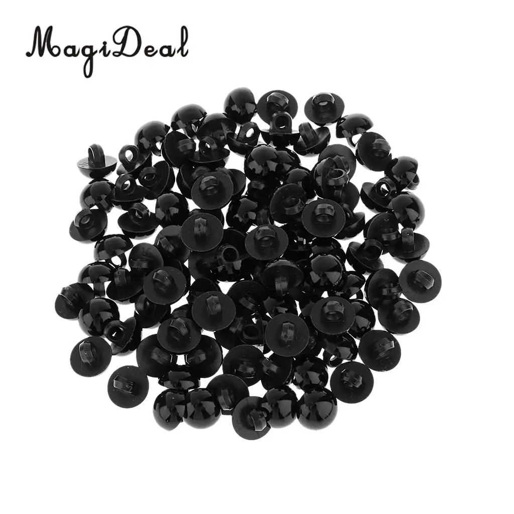 MagiDeal 100Pcs Mushroom Button Domed Sewing Plush Animal Eyes for Baby Clothes Puppets Doll Bear DIY Craft Toy Black 10mm