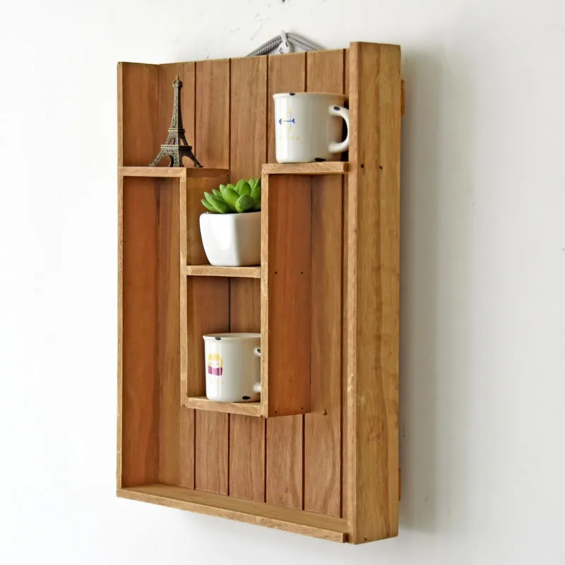 Zakka Wood Display Shelf Stand Wall Holder Kitchen Box Washroom Tray