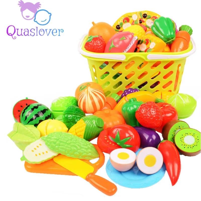 Quaslover игрушки, кухонный набор для детей, забавные кухонные игрушки с фруктами и овощами, Детские Игрушки для раннего образования