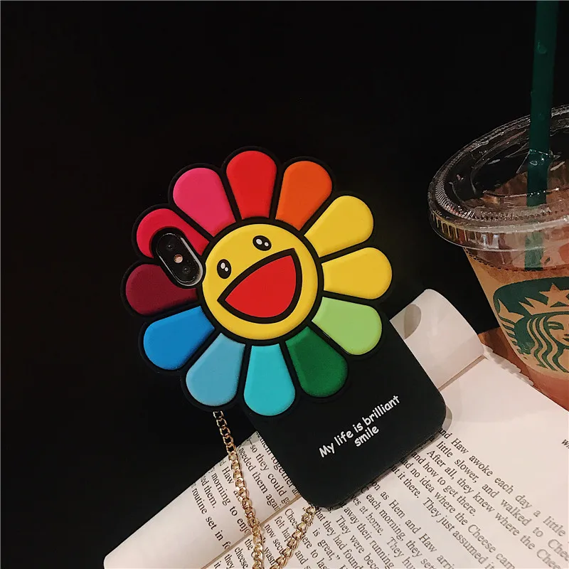 Murakami Takashi KaiKai KiKi Rainbow Flower Phone Case For Apple Iphone 6 6s 7 8 Plus X XR XS MAX Silicone 11 pro max Cover Capa