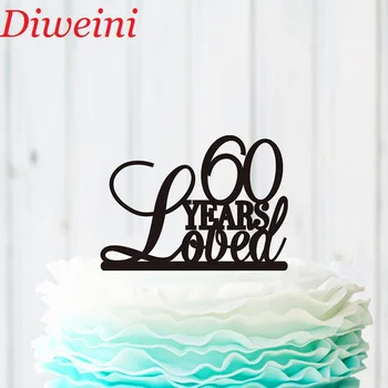 

60 Years Loved Cake Topper, 60th Birthday Cake Topper, 60th Anniversary Cake Topper, 60 Years Loved Custom Party Cake Supplies