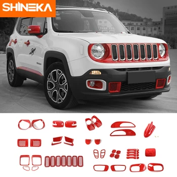 

SHINEKA ABS Car Front Grille Head Tail Light lamp Door Handle Body Complete Set Decorative Stickers For Jeep Renegade 2016-2018