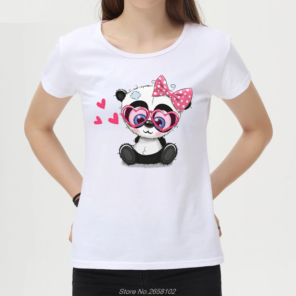 

New Women Cute Panda T-Shirt Short Sleeve Casual Tops Novelty Animal Cartoon Girls T Shirts Fashion Tee Harajuku Streetwear