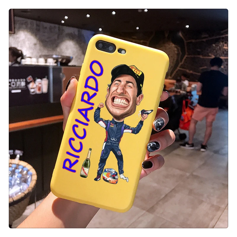 Australian Formula Rider Daniel Ricciardo Candy Color TPU Case phone For iphoneX 7 8 XS XR XSMAX Pink Red Yellow White Cover