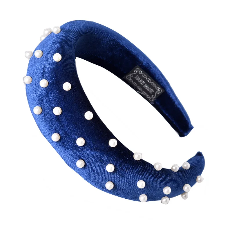 

Hair Accessories Pearl Hairbands For Girls Sponge Headband For Women Solid Color Velvet Hair Hoop Headdress