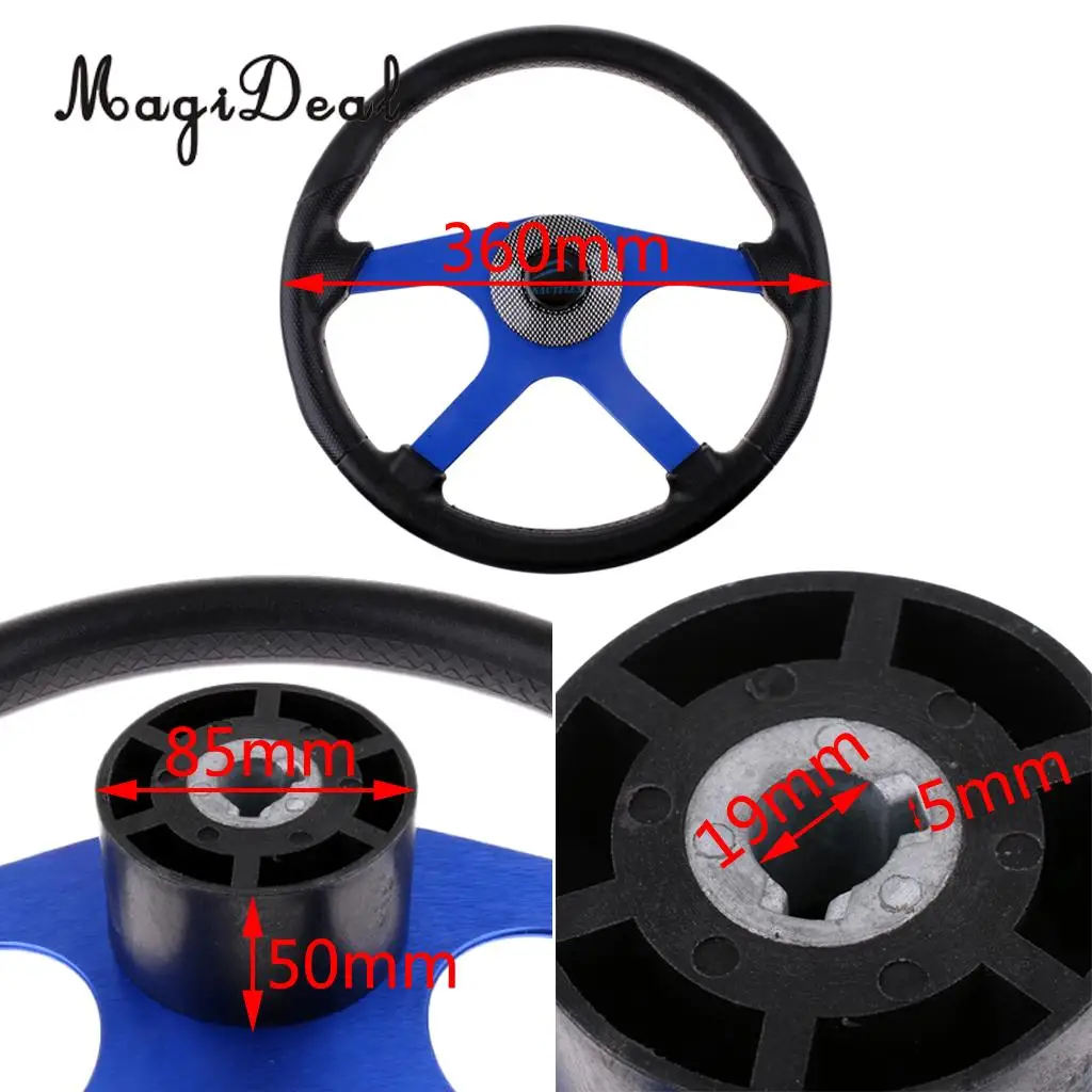 MagiDeal 310/360mm Aluminum Alloy D Shape Marine Boat Steering Wheel 3/4' Key Way Tapered for Kayak Canoe Boat Yacht Dinghy Acce
