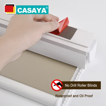 

CASAYA Blackout Waterproof Roller Blinds Dust Cover Box Design No Drill Easy Clean Fabric Kitchen Curtains Roller blinds