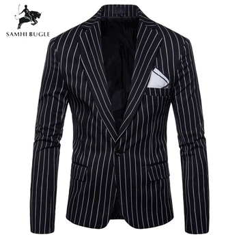 

Brand Clothing Men Blazer One Button Men Blazer Slim Fit Costume Homme Suit Jacket Masculine Blazer Size M-4XL