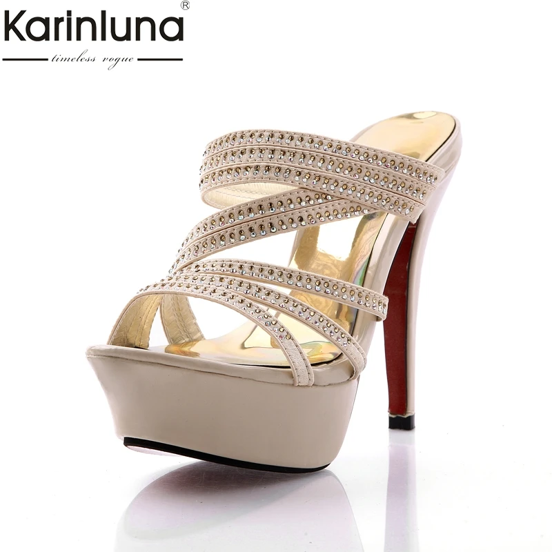 

Karinluna 2019 Sexy Thin High Heels Party women's Shoes 2019 Brand New Chic Style platform women's mules pumps