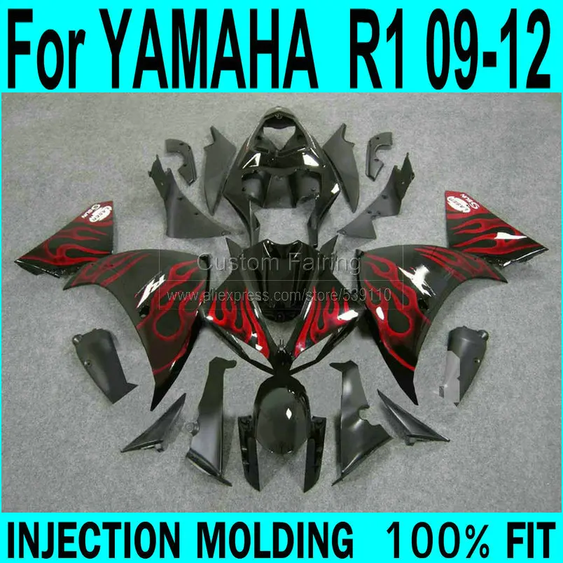 Лучшее качество инжекционные Обтекатели для YAMAHA YZF R1 09 10 11 12 (красная наклейка)