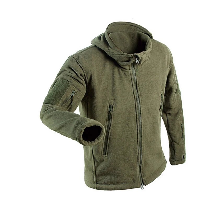 New Men's Fleece Tactical Jacket Winter Military Multipocket Thicken Hooded Casual Jacket Coat Men