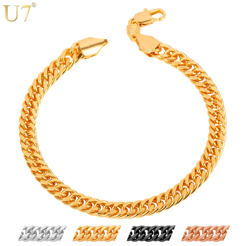 Buy U7 Chain Bracelet Men Gold Color Jewelry Wholesale