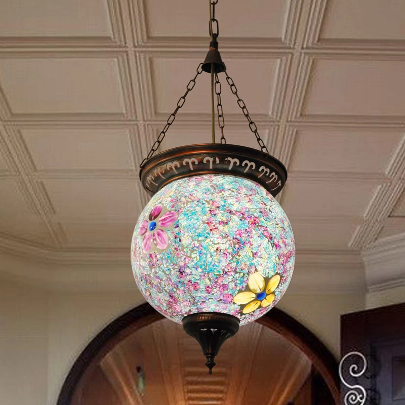 

Bohemia Mediterranean retro single-head pendant lamp small balcony