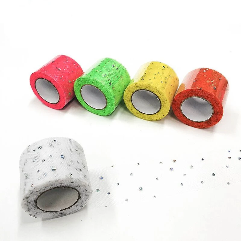 

25 yards 5cm Glitter Sequin Tulle Roll Spool Tutu Skirt Fabric Wedding Decoration Organza DIY Crafts Birthday Party Supply