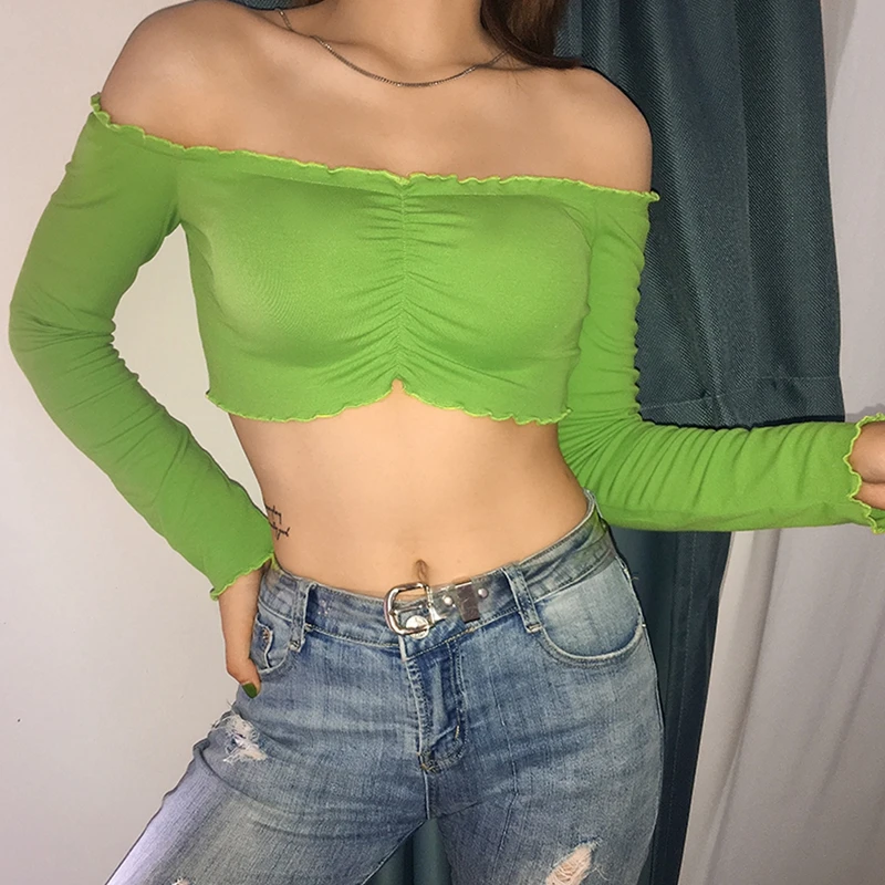 long sleeve bralette crop top