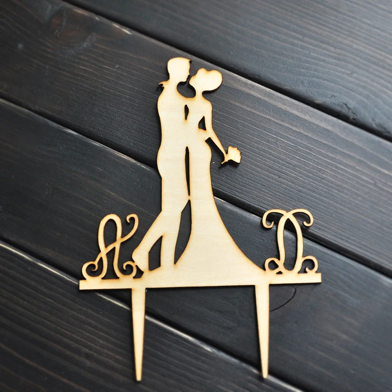 Wooden Initials Cake Topper Wooden Initials Cake Topper