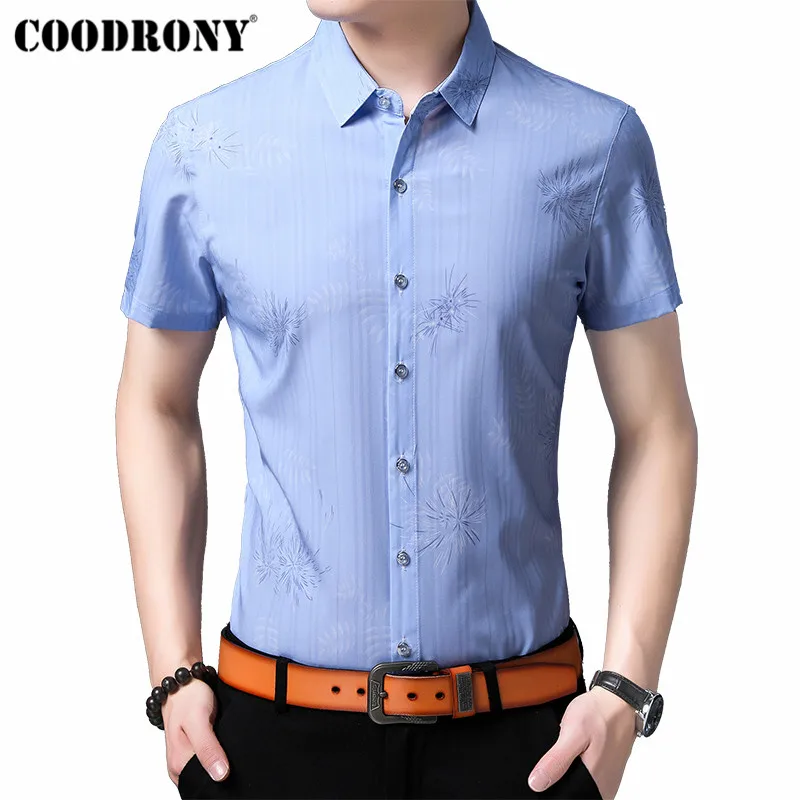 

COODRONY Men Shirt 2019 Spring Summer New Arrivals Short Sleeve Mens Shirts Streetwear Slim Fit Business Casual Shirt Men S96047