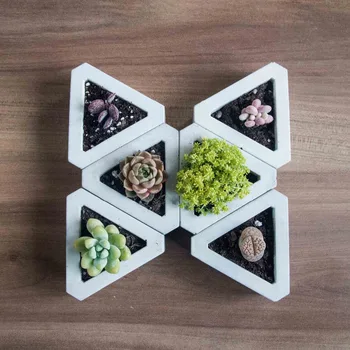 

Silicone Molds Triangle Combination of Miniature Flower Machine Multi - Meat Cement 3d Pot Design Personalized Creative Mold 001