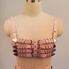 100% Handmade Punk Gothic PU Leather Bra Top Heavy Duty 4 Row Body Waist Belt Waist Cincher Suspender ► Photo 3/6