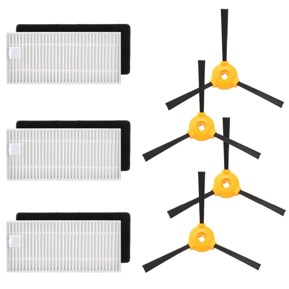 

Replacement Filter and Brush set for N79 N79S 4 Side Brushes 3 HEPA with Sponge Filter Set for Ecovacs Deebot N79